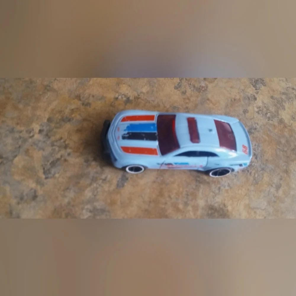 Light Blue Racing Toy Car with Red and Blue Stripes - Kids Toys